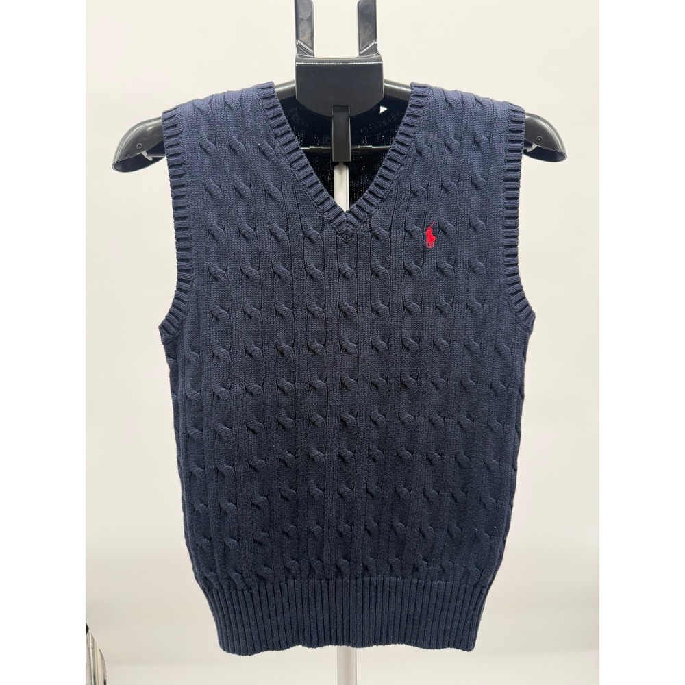 Polo Ralph Lauren Women Cable Knit Sweater Vest Medium Fisherman Nautical Preppy